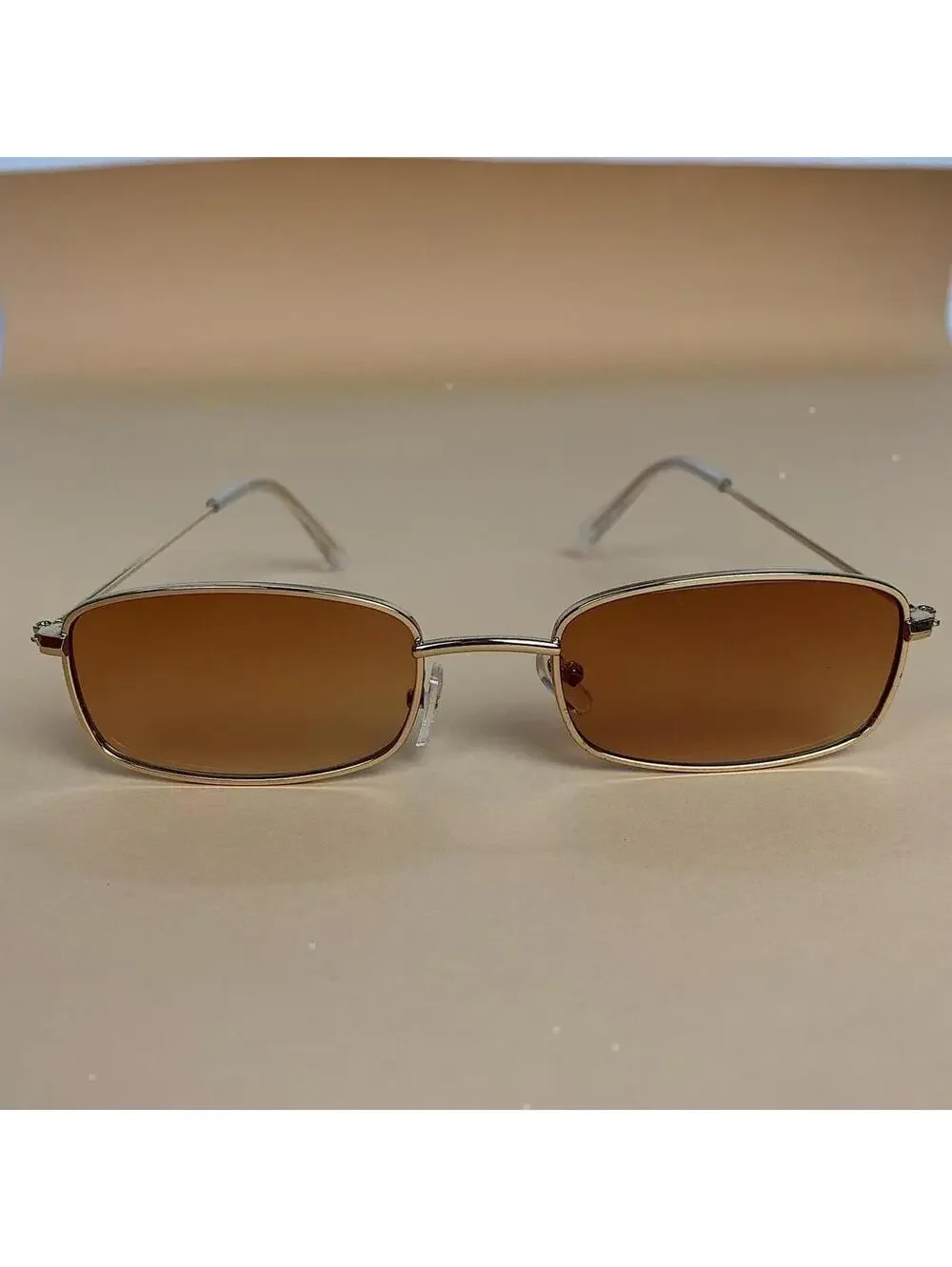 Y2k 2000s vintage brown and gold unique slim style silver mirror lense